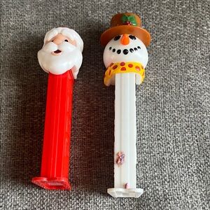 Festive Santa and Snowman PEZ Dispensers - Red and White
